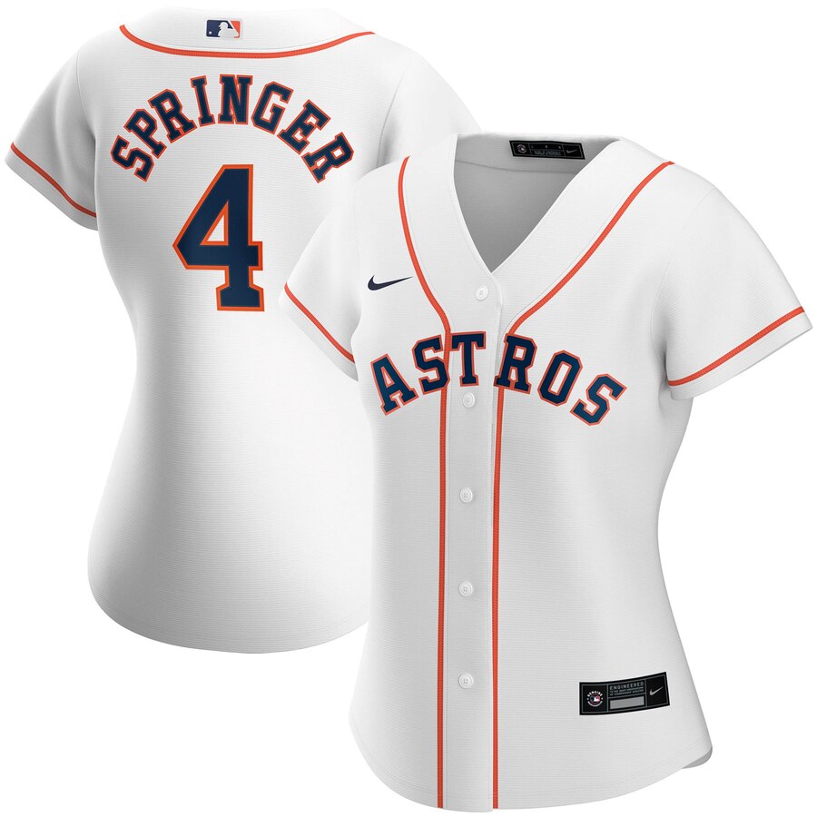 Houston Astros #4 George Springer Nike Women Home 2020 MLB Player Jersey White